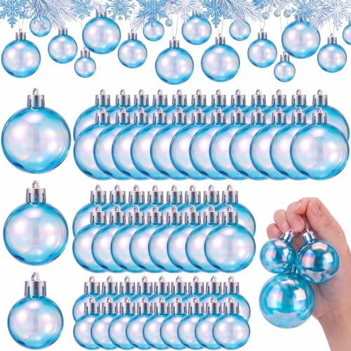 Novabright Blue 72 Pcs Iridescent Christmas Ball Ornaments Shatterproof