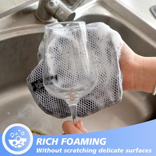 Dual-Sided Microfiber Dish Cloths with Scrubber, 7x7 Inch, 9 Pack