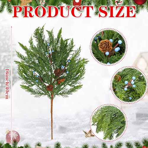 Giegxin 12 Pcs 16 Inch Artificial Juniper Pinecones Berries Christmas Decor