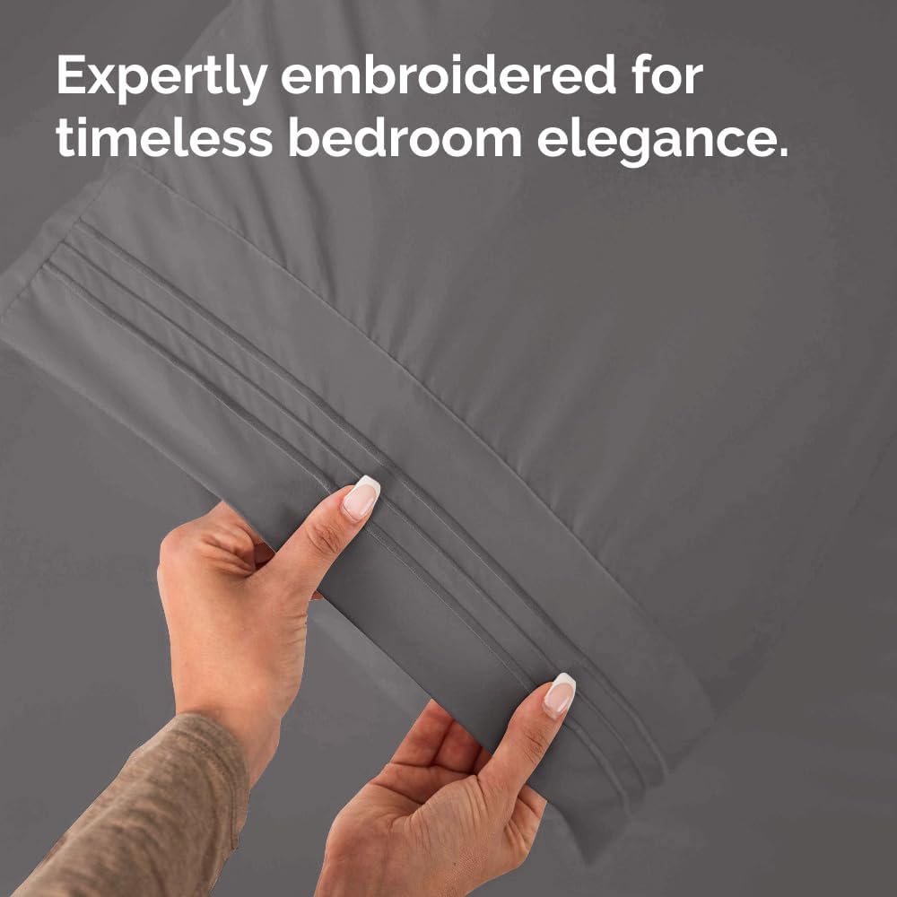 Skiennix Standard Pillow Cases Set of 4 - Ultra Soft Hotel Quality Covers - Machine Washable Dark Grey