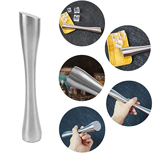 TripleLife 8-Inch Silver Stainless Steel Cocktail Muddler for Mojitos & Old Fashioned