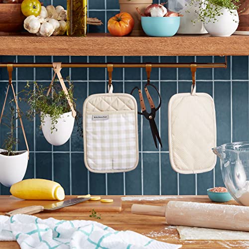 Gingham Pot Holder Set - 2-Pack Heat-Resistant Cotton, 7" x 10"