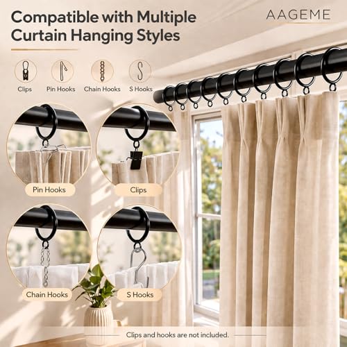 60-Pack Black Curtain Rings with Eyelets, 1.5-Inch Metal Drapery Rings