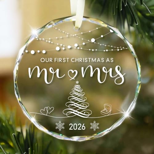 Our First Christmas Mr & Mrs Ornament 2026 Wedding Gift - Bridal Shower & Newlywed Decoration