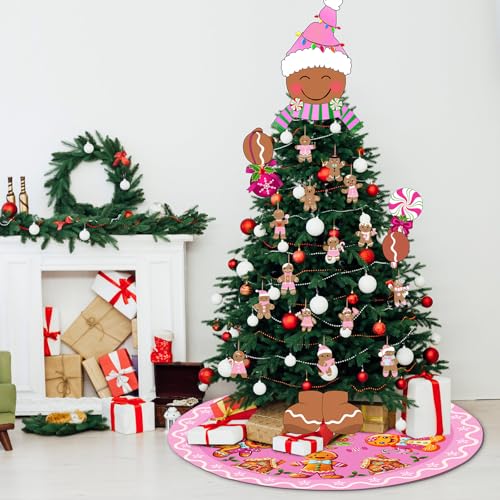 Hungdao Pastel Pink Gingerbread Man Christmas Tree Topper & Ornaments Set