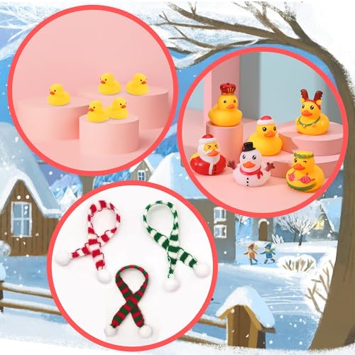 Christmas Duck Ornaments Set - Santa & Holiday Themed Hanging Decor (6 Santa Ducks, 6 Common Ducks, 8 Scarves)