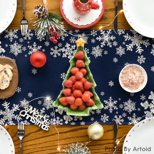 Artoid Mode Snowflake Winter Table Runner 13 x 72 Inch Blue Home Decor