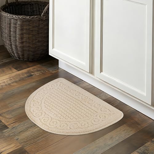 Half-Round Non-Slip Indoor Doormat 16x25 Inch Camel Floor Rug