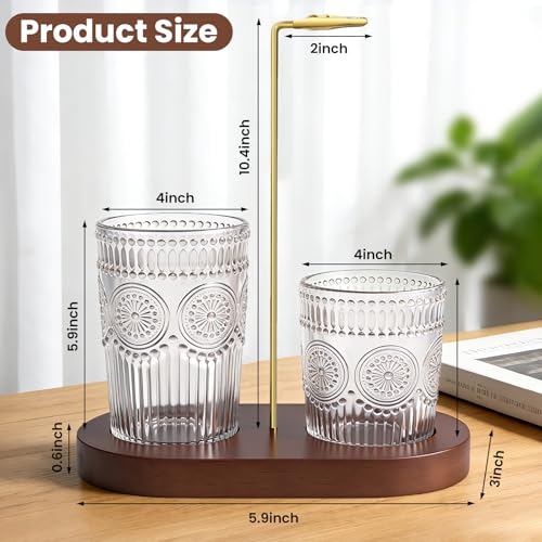 2-in-1 Vintage Glass Incense Burner with Wood Base - Upside Down Ash Catcher