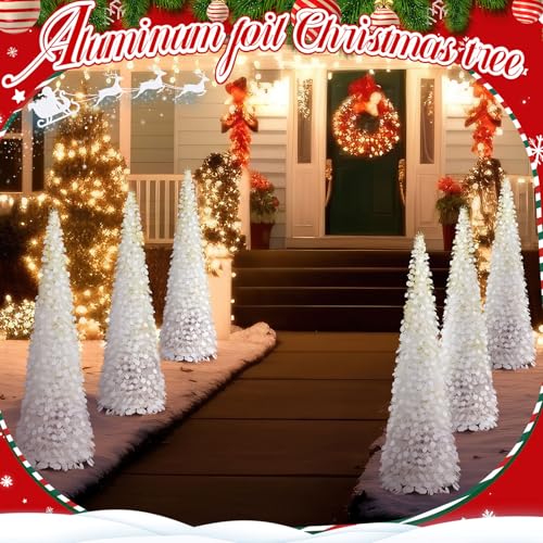Leyndo 6 Pcs 5 ft Collapsible Artificial Christmas Tree, White