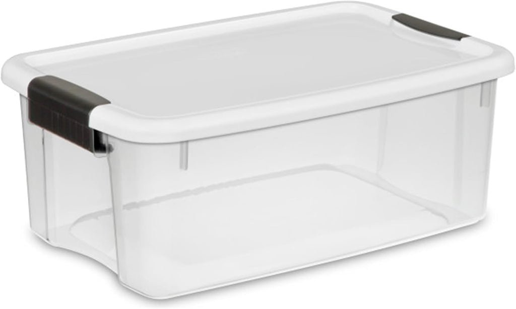 Sterilite 18-Pack Ultra Latching Storage Bins - Clear Plastic 18 Quart Heavy-Duty Organizing Containers