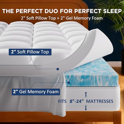 Airtree Queen 4 Inch Dual Layer Cooling Gel Memory Foam Mattress Topper