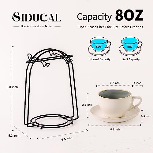 SIDUCAL 8oz Green Reactive Glazed Ceramic Cappuccino Cups Set of 4
