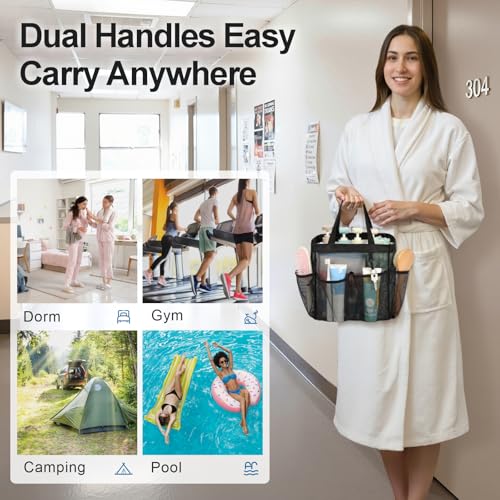 Mesh Shower Caddy Portable 8-Pocket Hanging Toiletry Organizer
