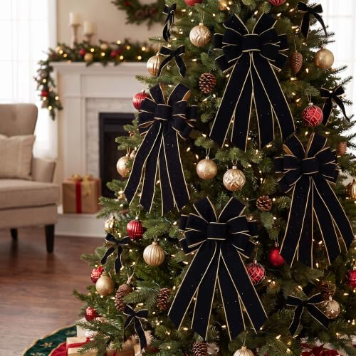 NUVCELKA Black Velvet Bow Tree Topper Large Christmas Wreath Bow 20.9in