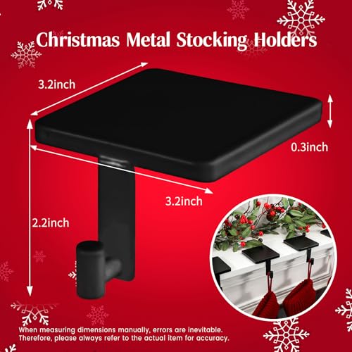 Heavy-Duty Cast Iron Christmas Stocking Holders - Set of 4 Black Mantel Hooks