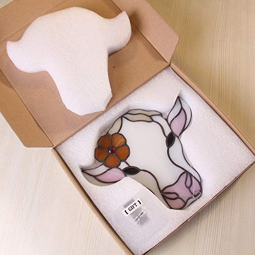 Tiffany Style Stained Glass Cow Sun Catcher - Handmade Window Ornament