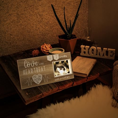 Baby Sonogram Picture Frame with LED Glow & Pregnancy Countdown, 4x3