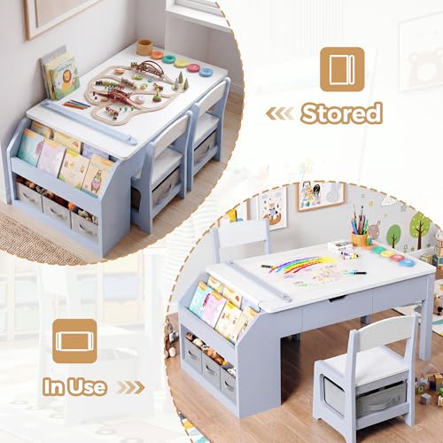 5-in-1 Kids Activity Table and Chair Set with Art Easel and Storage