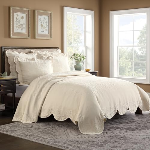 Historic Charleston 100% Cotton Matelasse Bedspread, King/Cal King, Ivory