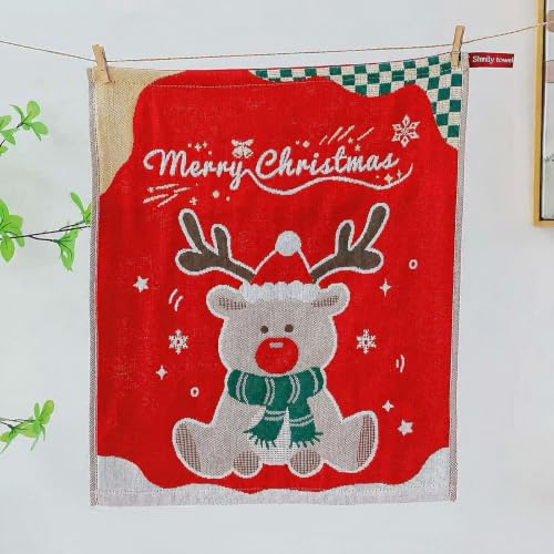 STASOPTK Christmas 4 Pack Kitchen Towels 16x15 in Red & Green - 4 Designs