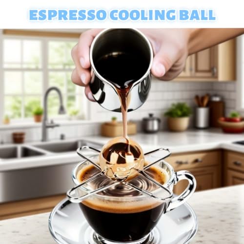 Huease 2 Pack Stainless Steel Espresso Cooling Balls for Iced Coffee - Silver