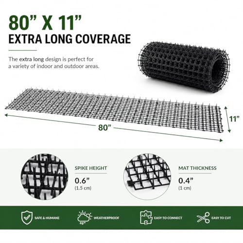Indoor & Outdoor Anti-Digging Garden Spike Mat Prickle Strip (80" x 11")