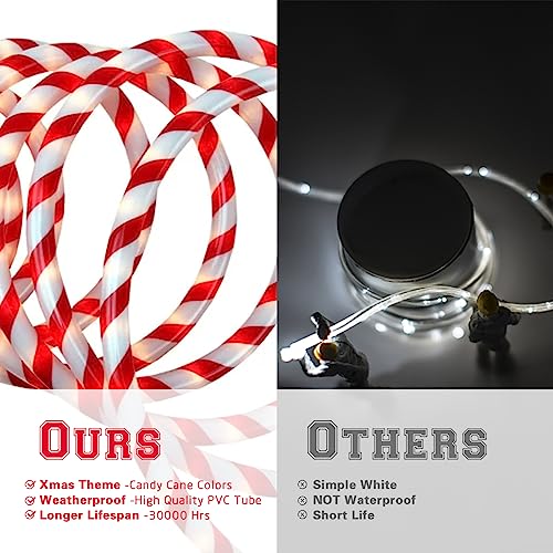 Afirst Christmas Candy Cane Rope Lights 18FT Waterproof LED Fairy Lights for Outdoor & Indoor Decor