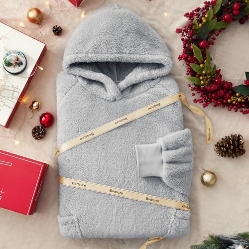 Ultra-Soft Wearable Blanket Hoodie with Pockets - Cozy Sherpa Loungewear