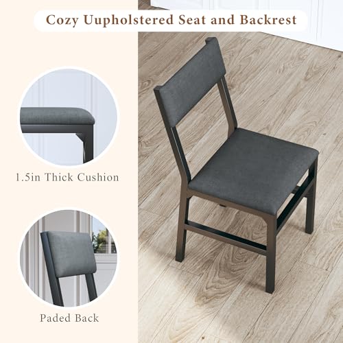 5-Piece Extendable Dining Table Set for 4 with Upholstered Chairs