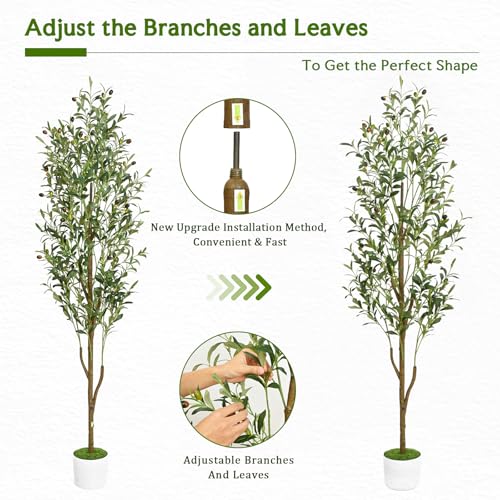 6FT Artificial Olive Tree with Cotton Basket for Home Decor