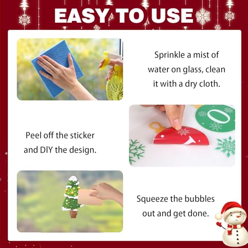 Have Yourself a Merry Little Christmas Double-Sided Window Decal Pine Trees Snowflakes Holiday Sticker