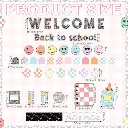 94-Piece Welcome Back to School Bulletin Board Set, Checkered Classroom Decor