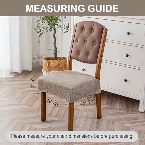 Waterproof Stretch Chair Covers for Dining Room - Set of 4, Taupe