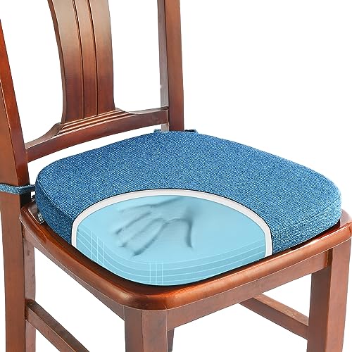 U-Shape Memory Foam Dining Chair Cushion - 16-Inch Non-Slip Seat Pad, Blue