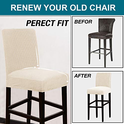 Stretch Bar Stool Covers Set of 4 - Jacquard Fabric Slipcovers