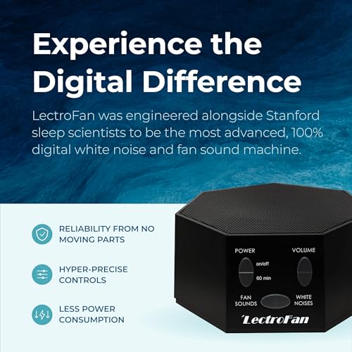 Compact White Noise Sound Machine for Sleep - 20 Non-Looping Sounds, Black