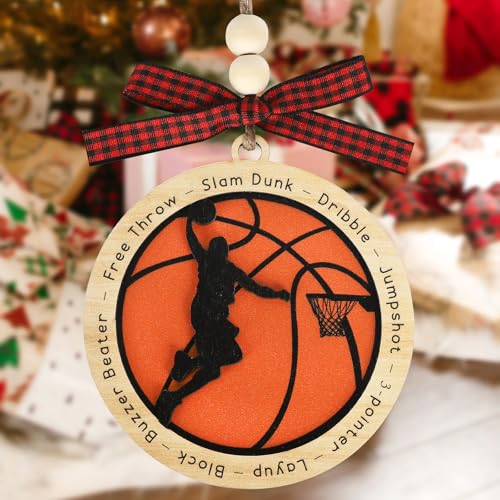 PAIVSUN Basketball Christmas Ornament Wooden Holiday Decor for Tree - Gift for Players & Fans