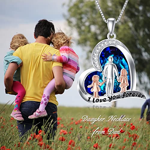 TOUPOP Father and Daughter Necklace Set 925 Silver Heart Pendant from Dad B