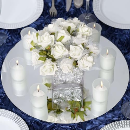 16-Inch Round Glass Mirror Centerpiece Plates - 12 Pack for Table Decor