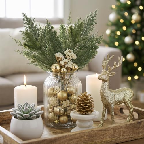 Hananona 50 Pcs Artificial Pine Branches Mix – Bendable Cedar Pine Stems