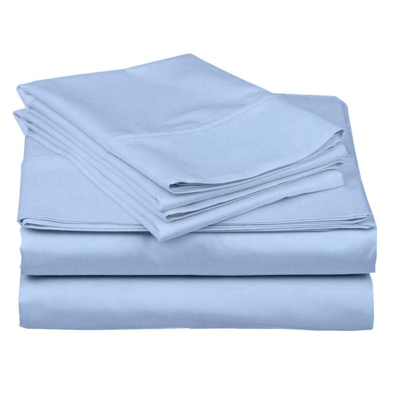 Pet-Mart Hotel Collection Twin Size 4-Piece Cotton Sheets - Extra Soft 100% Cotton, 10 Inch Deep Pocket, Breathable, 400 Thread Count, Light Blue Solid