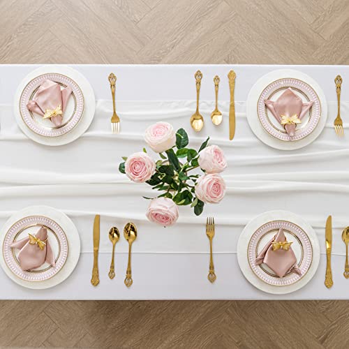 Peomeise 12 Pack Ivory Chiffon Table Runners 14 x 108 Inches for Wedding & Party Decor