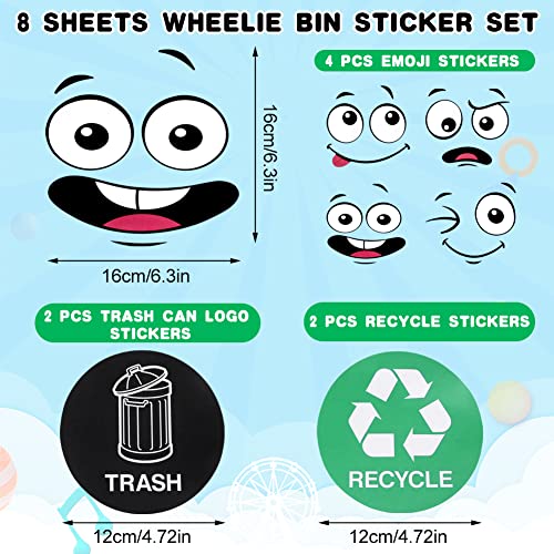 Cartoon Expression Decals for Trash Bins and DIY Projects - 8 Sheet Set