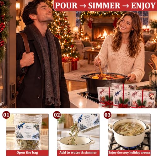 Loopeer 6 Pack Christmas Simmer Pot Potpourri Kit - Holiday Gift Set with Labels & Decorations