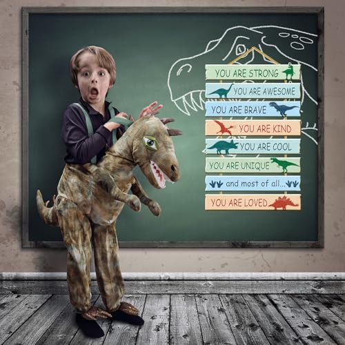 Dinosaur Wall Art for Boys Bedroom, 8-Piece MDF Hanging Nursery Decor