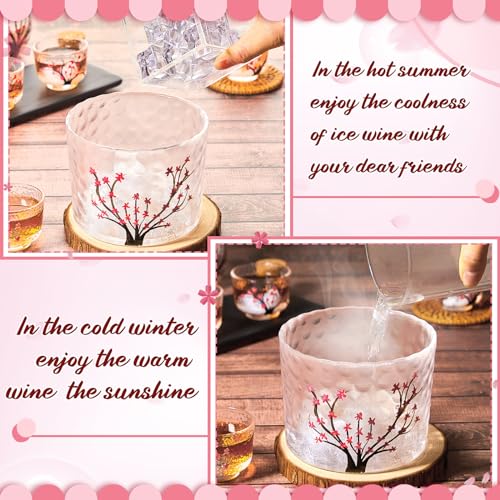 Irenare Japanese Sake Set with Cherry Blossom Design - 4 Cups, Bottle & Tank Gift