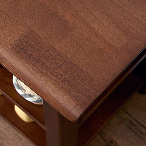 Wooden Shoe Storage Bench - 31.5-Inch Rubber Wood Entryway Bench