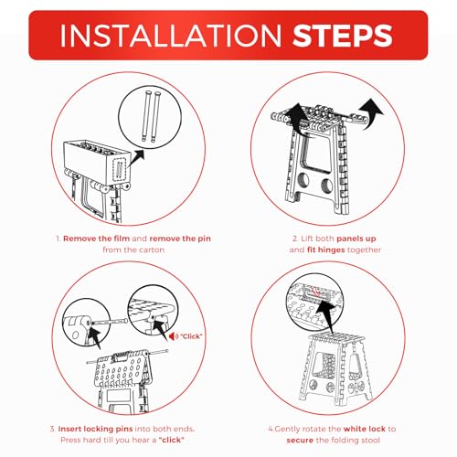 ACKO 16 Inch Heavy Duty Folding Step Stool 400 lbs Capacity Black