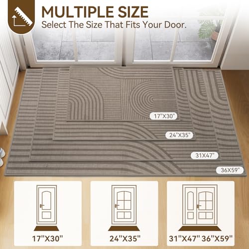 Indoor Entrance Door Mat 17x30 Brown - Dust & Water Resistant Non-Slip Entry Rug